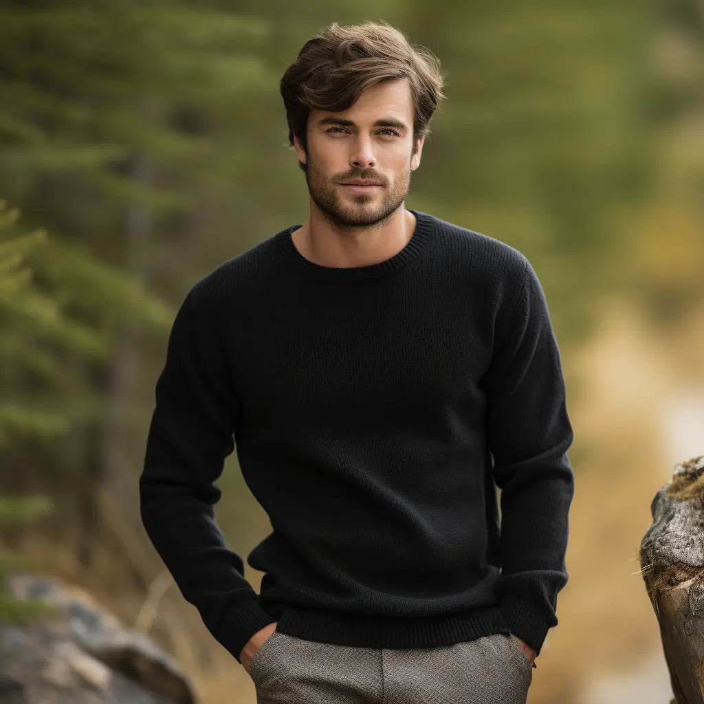 Embrace the Comfort of a Men's Luxuriously Soft Merino Wool O-Neck Sweater This Winter