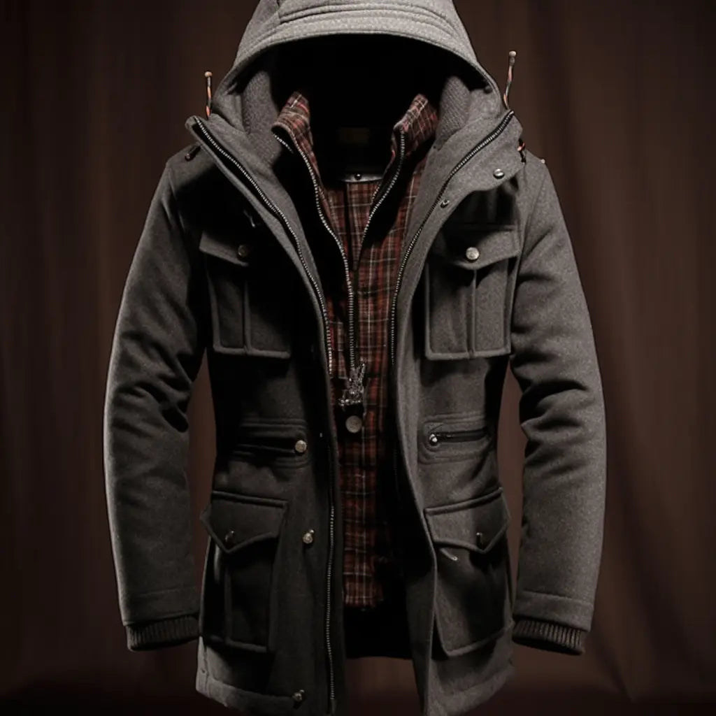 Experience Ultimate Comfort and Versatility with Our Wool Blend Men's Parka Jacket