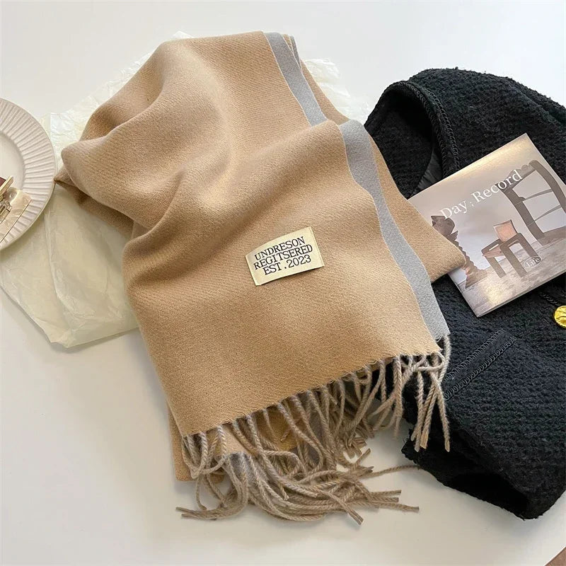 2023 Women's Winter Cashmere Scarf - Korean Style Double Sided Knitted Wrap - Premium  from Liograft - Just $25.95! Shop now at Liograft