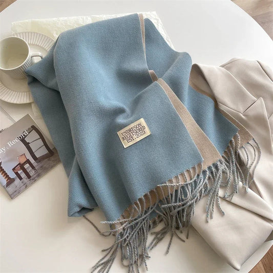 Stylish 2023 Women's Double-Sided Knitted Cashmere Scarf - Korean Winter Wrap Liograft