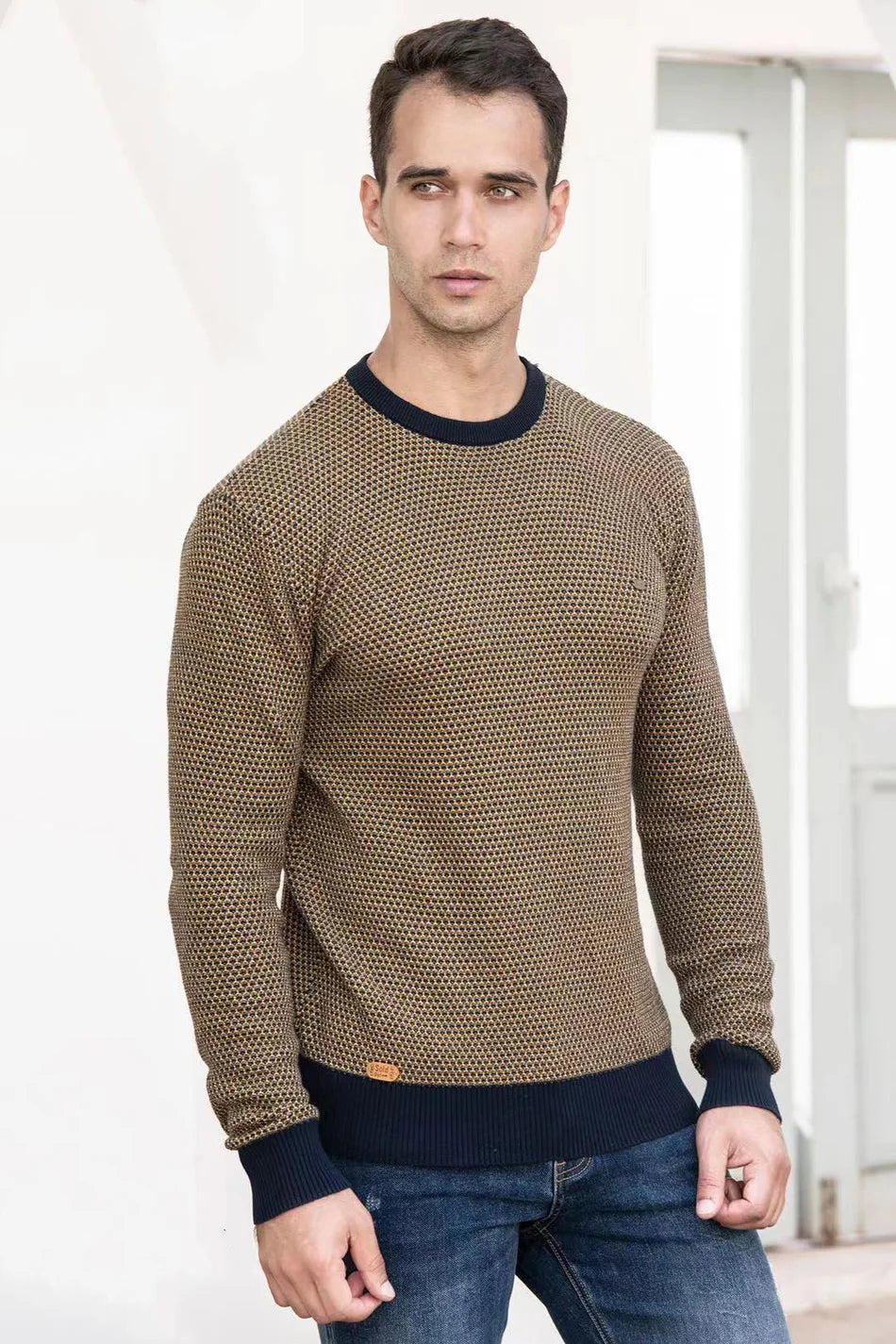 AIOPESON Cotton Spliced Pullovers Sweater for Men - Premium  from Liograft - Just $53.95! Shop now at Liograft