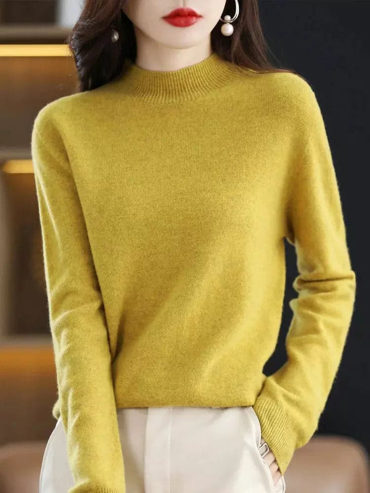 Elegant Aliselect Women's 100% Merino Wool Turtleneck Sweater for Autumn/Winter-Liograft