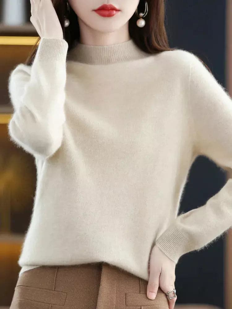 Elegant Aliselect Women's 100% Merino Wool Turtleneck Sweater for Autumn/Winter-Liograft