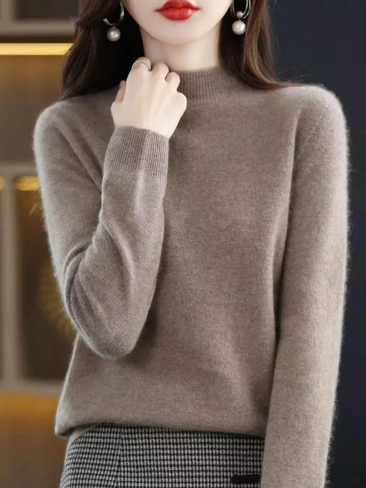 Elegant Aliselect Women's 100% Merino Wool Turtleneck Sweater for Autumn/Winter-Liograft