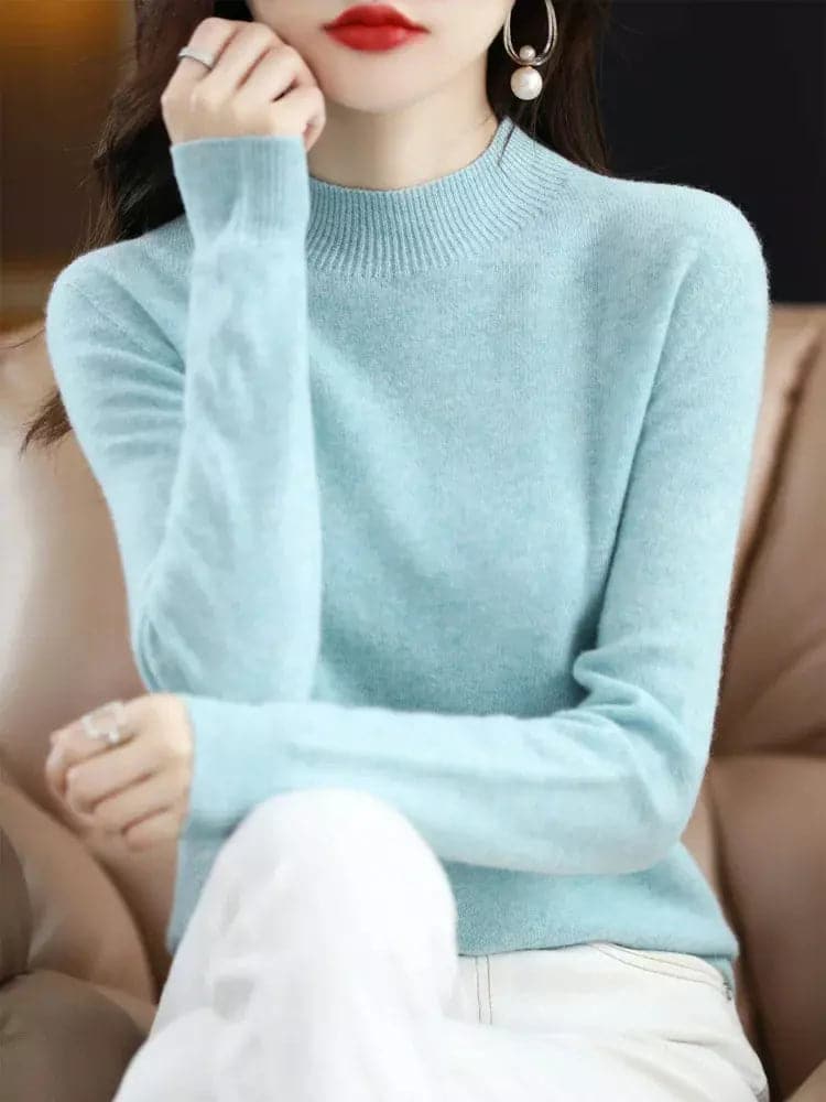 Elegant Aliselect Women's 100% Merino Wool Turtleneck Sweater for Autumn/Winter-Liograft