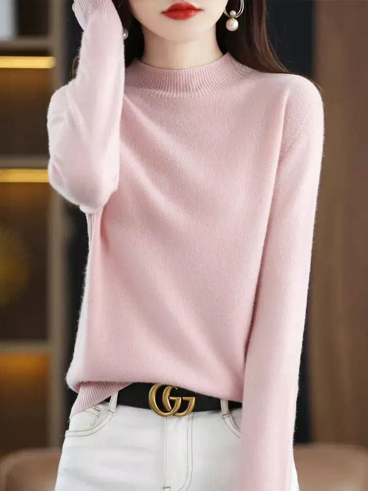 Elegant Aliselect Women's 100% Merino Wool Turtleneck Sweater for Autumn/Winter-Liograft