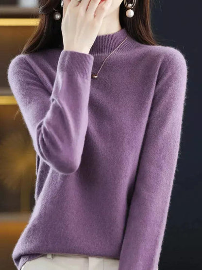 Elegant Aliselect Women's 100% Merino Wool Turtleneck Sweater for Autumn/Winter-Liograft