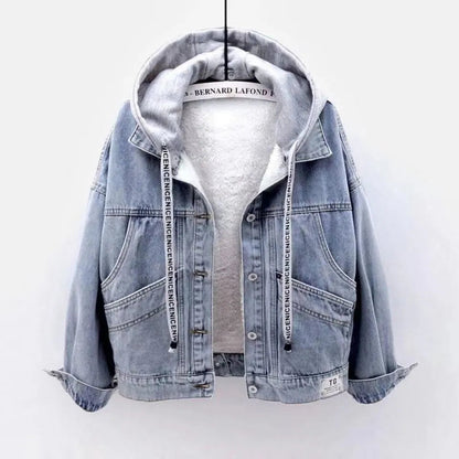 Blue Denim Jacket with Customizable Deconstructable Design and Hood - Premium  from Liograft - Just $47.95! Shop now at Liograft