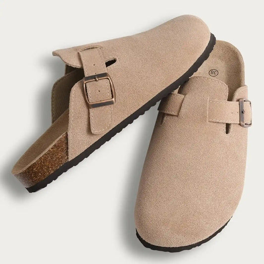 Comwarm Women's Suede Mules Slippers with Arch Support and Cork Insole-Liograft