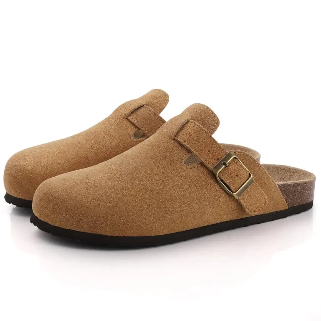 Comwarm Women's Suede Mules Slippers with Arch Support and Cork Insole-Liograft