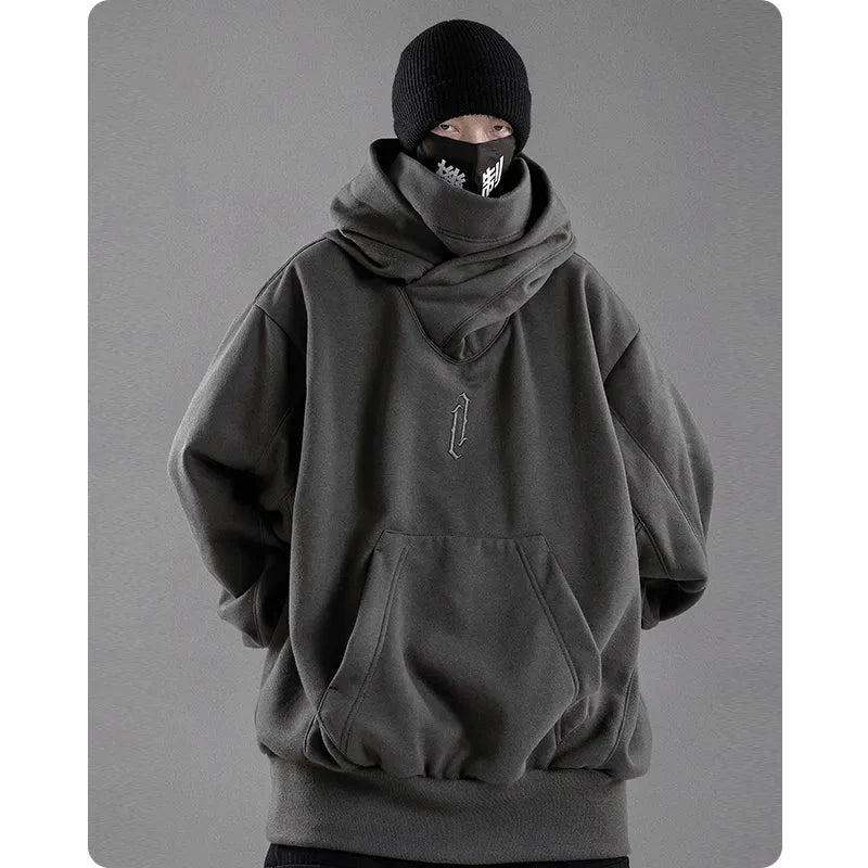 Cozy High-Collar Fleece Hoodie for Men - Trendy Harajuku Hiphop Streetwear - Premium  from Liograft - Just $82.95! Shop now at Liograft