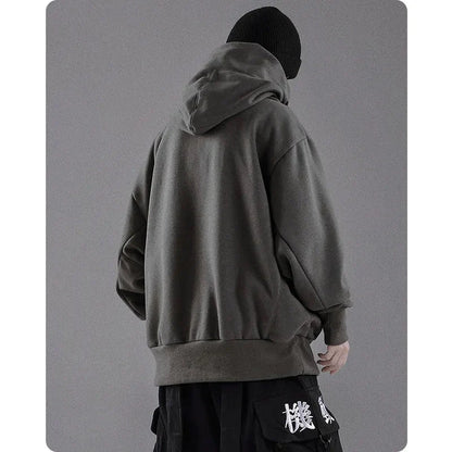 Cozy High-Collar Fleece Hoodie for Men - Trendy Harajuku Hiphop Streetwear - Premium  from Liograft - Just $82.95! Shop now at Liograft