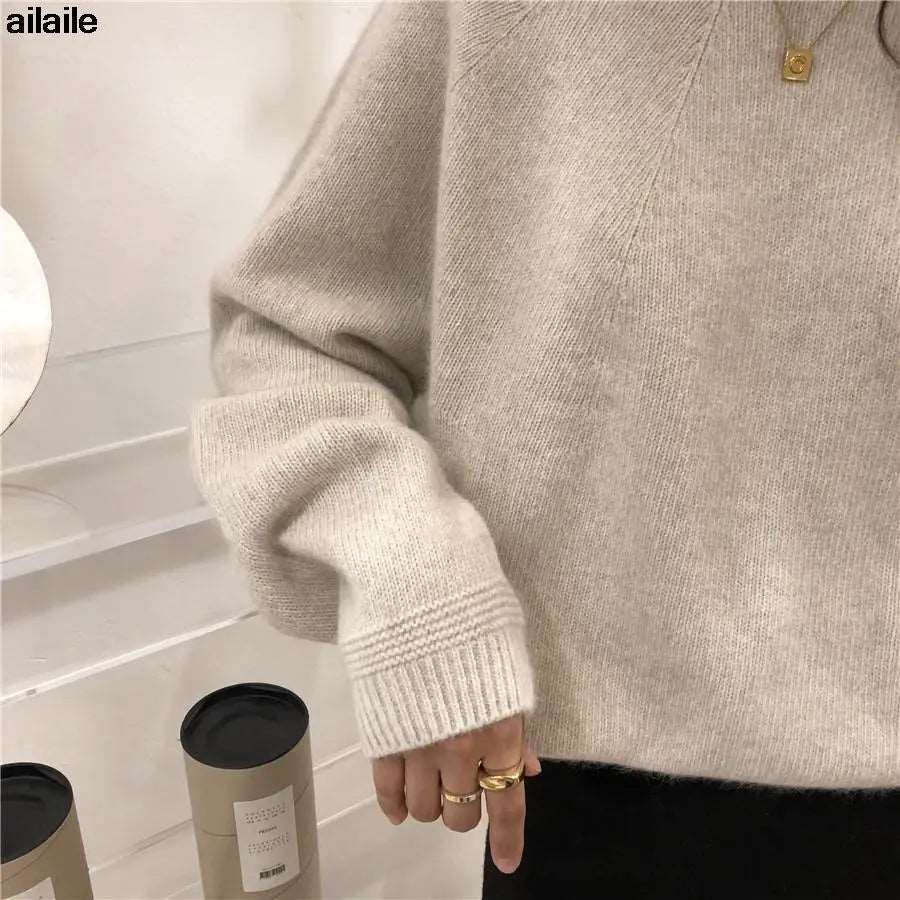 Cozy and Stylish Loose Knit Wool Sweater for Women's Autumn/Winter - Premium  from Liograft - Just $35.95! Shop now at Liograft