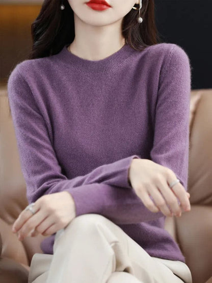 Elegant O-Neck Merino Wool Cashmere Sweater for Women - Premium  from Liograft - Just $35.95! Shop now at Liograft