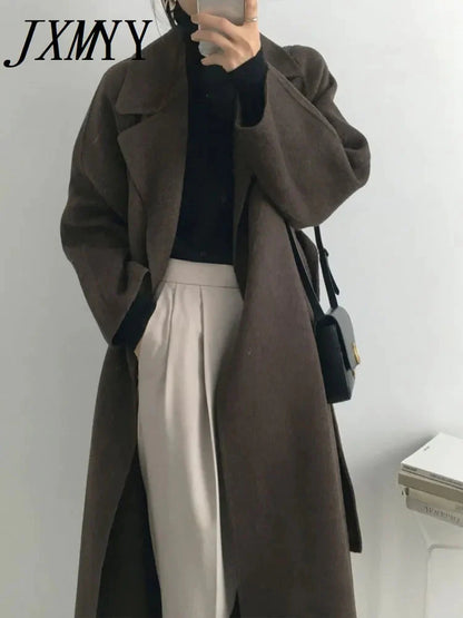 Elegant and Warm Woolen Coat with Classic Belt for Women - Premium  from Liograft - Just $100.95! Shop now at Liograft