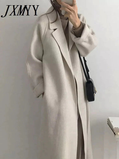 Elegant and Warm Woolen Coat with Classic Belt for Women - Premium  from Liograft - Just $100.95! Shop now at Liograft