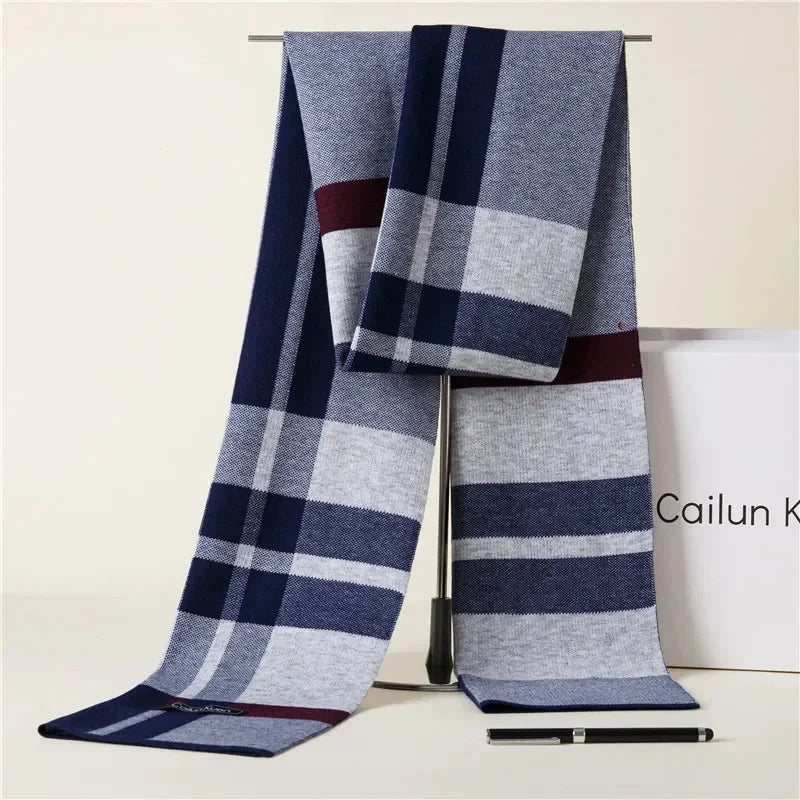 Fashion Classic Business Scarf Men Wool Scarf Soft Warm Thermal Muffler Casual Cashmere Knitted Shawl Male Autumn Winter No Box - Premium  from Liograft - Just $45.95! Shop now at Liograft