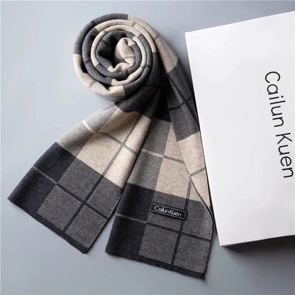 Fashion Classic Business Scarf Men Wool Scarf Soft Warm Thermal Muffler Casual Cashmere Knitted Shawl Male Autumn Winter No Box - Premium  from Liograft - Just $45.95! Shop now at Liograft