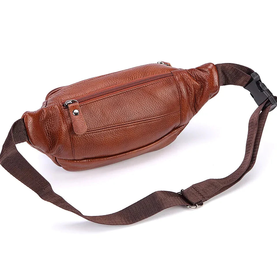 Fashion Men Genuine Leather Fanny Bag for Phone Pouch Male Leather Messenger Bags Brand Fanny Pack Male Travel Waist Bag Men - Premium  from Liograft - Just $43.95! Shop now at Liograft