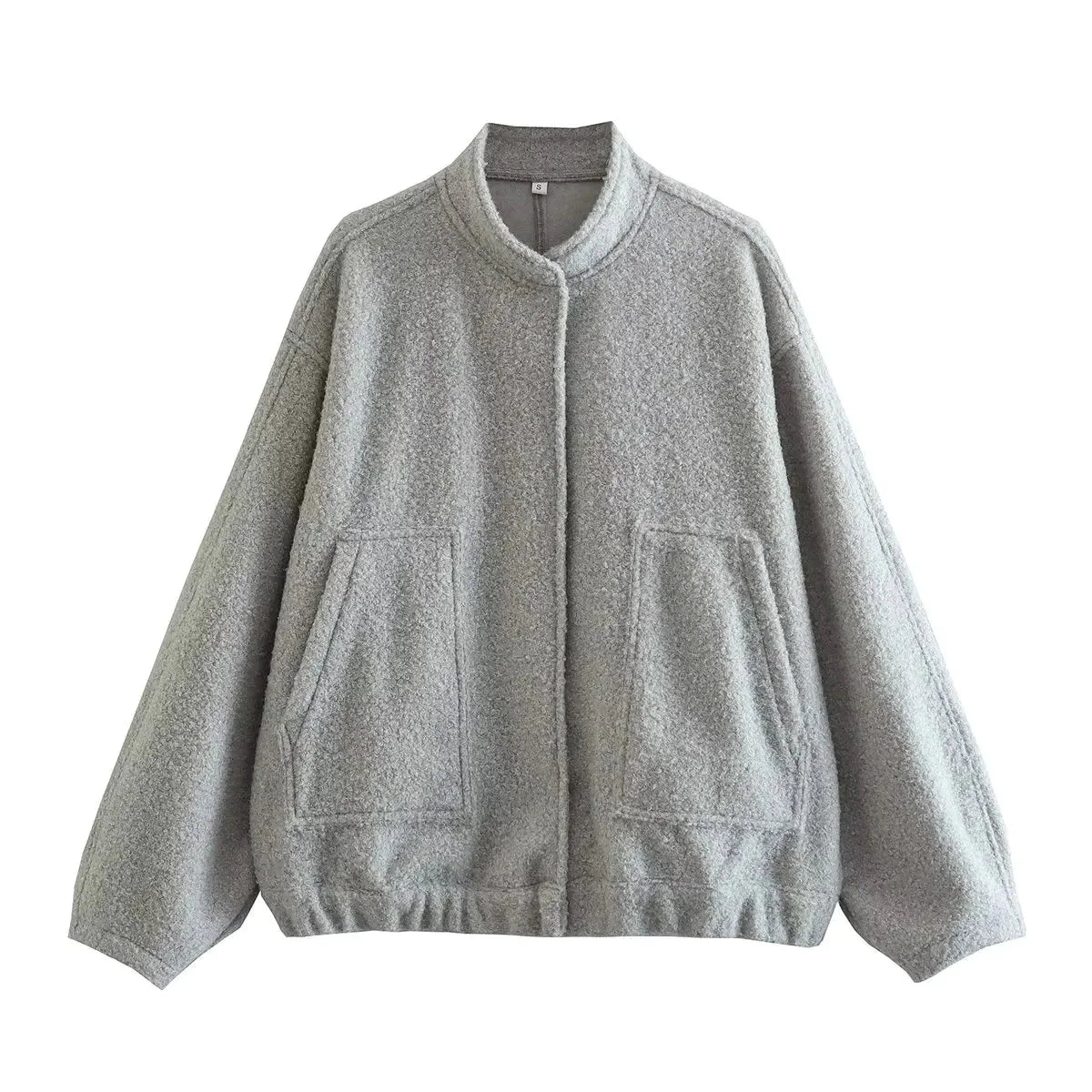 Fashionable Gray Casual Jacket with Mock Neck for Women - Fall/Winter Collection - Premium  from Liograft - Just $81.95! Shop now at Liograft