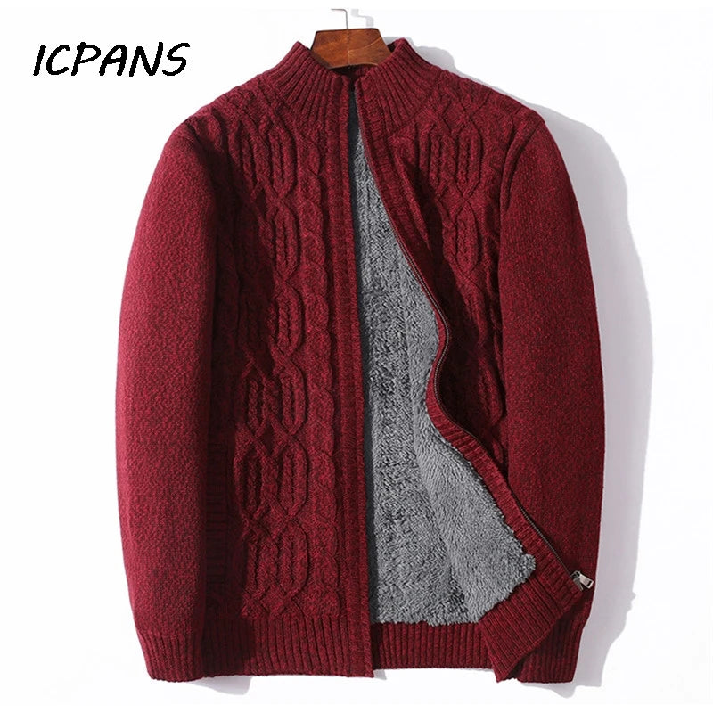 ICPANS Plus Size Men's Sweater with Thicken Warm Wool Cashmere - Winter Cardigan Turtleneck Outwear - Premium  from Liograft - Just $129.95! Shop now at Liograft