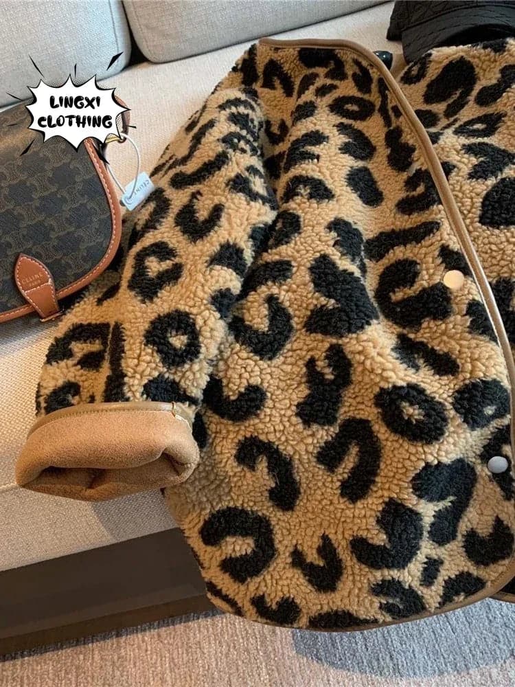 Leopard Print Faux Fur Women's Jacket with Korean Style Warmth - Premium  from Liograft - Just $51.95! Shop now at Liograft