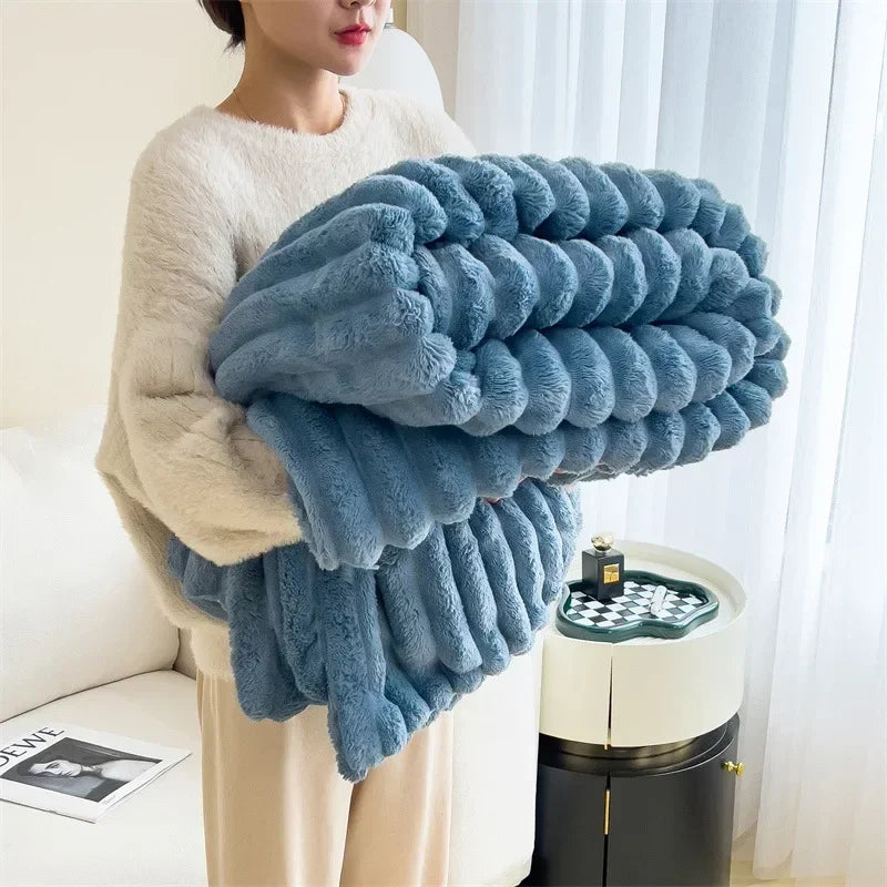 Luxurious Artificial Rabbit Plush Coral Fleece Blankets for Ultimate Comfort - Premium  from Liograft - Just $57.95! Shop now at Liograft