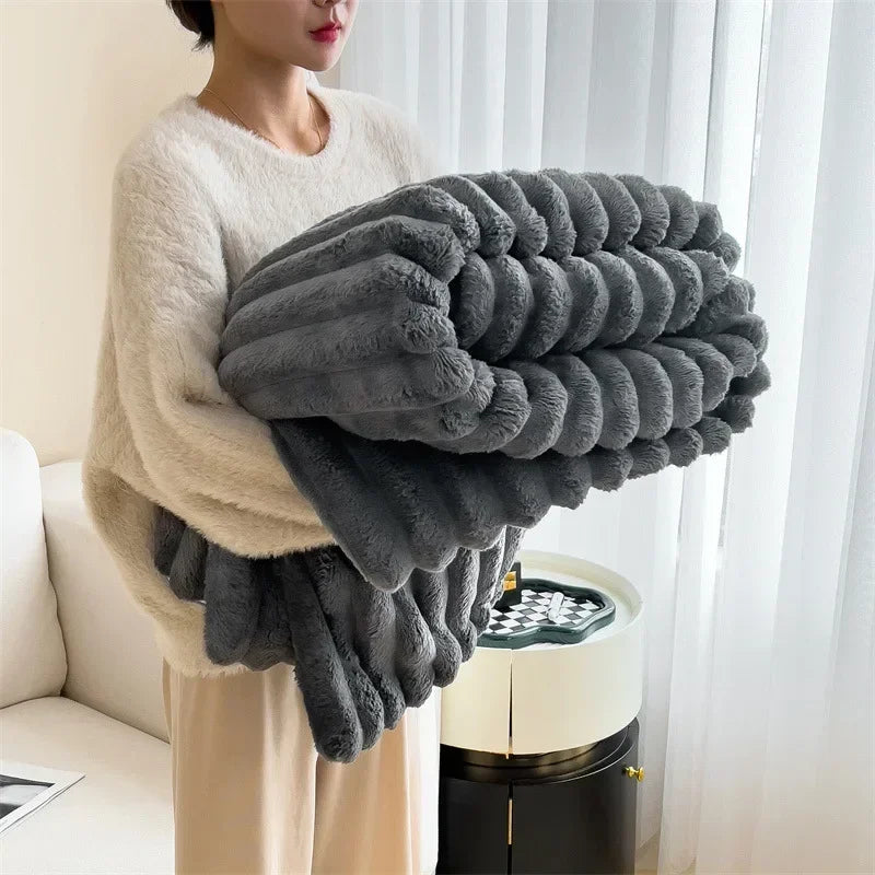 Luxurious Artificial Rabbit Plush Coral Fleece Blankets for Ultimate Comfort - Premium  from Liograft - Just $57.95! Shop now at Liograft