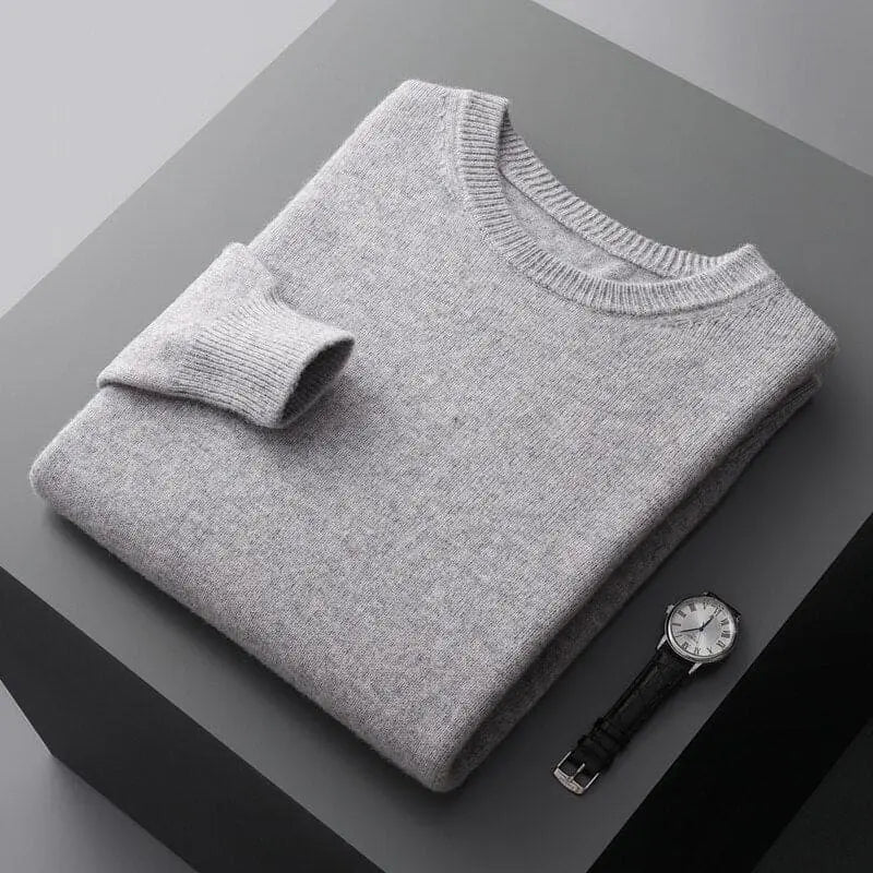 Luxurious Merino Wool Round Neck Sweater for Men-Liograft