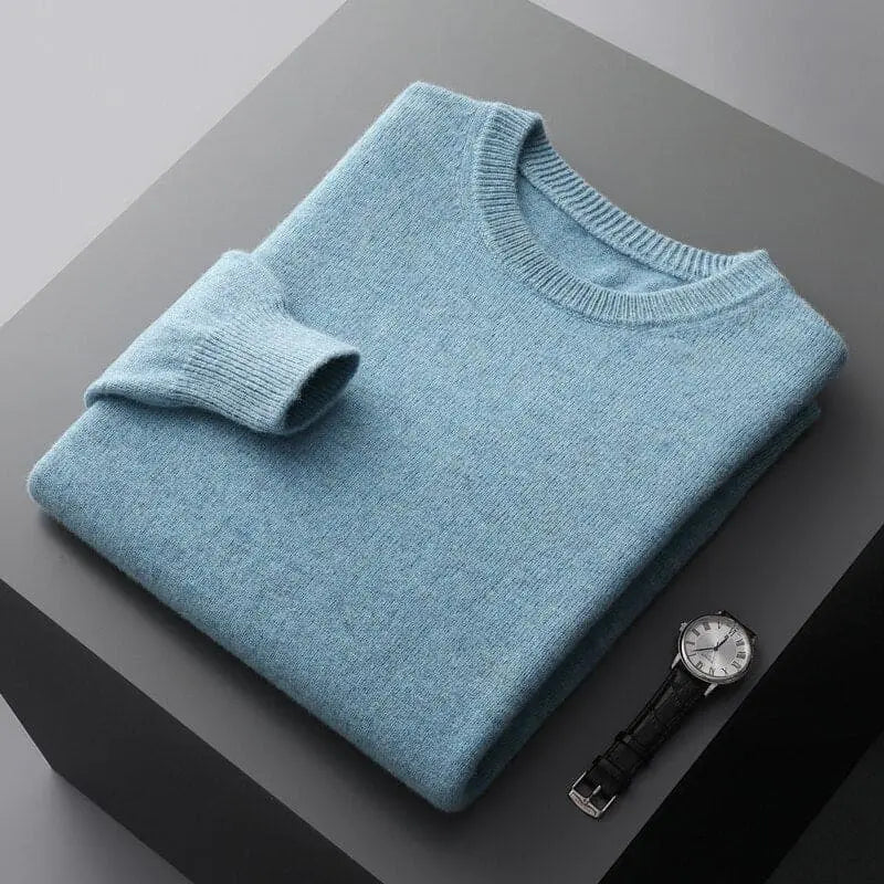Luxurious Merino Wool Round Neck Sweater for Men-Liograft