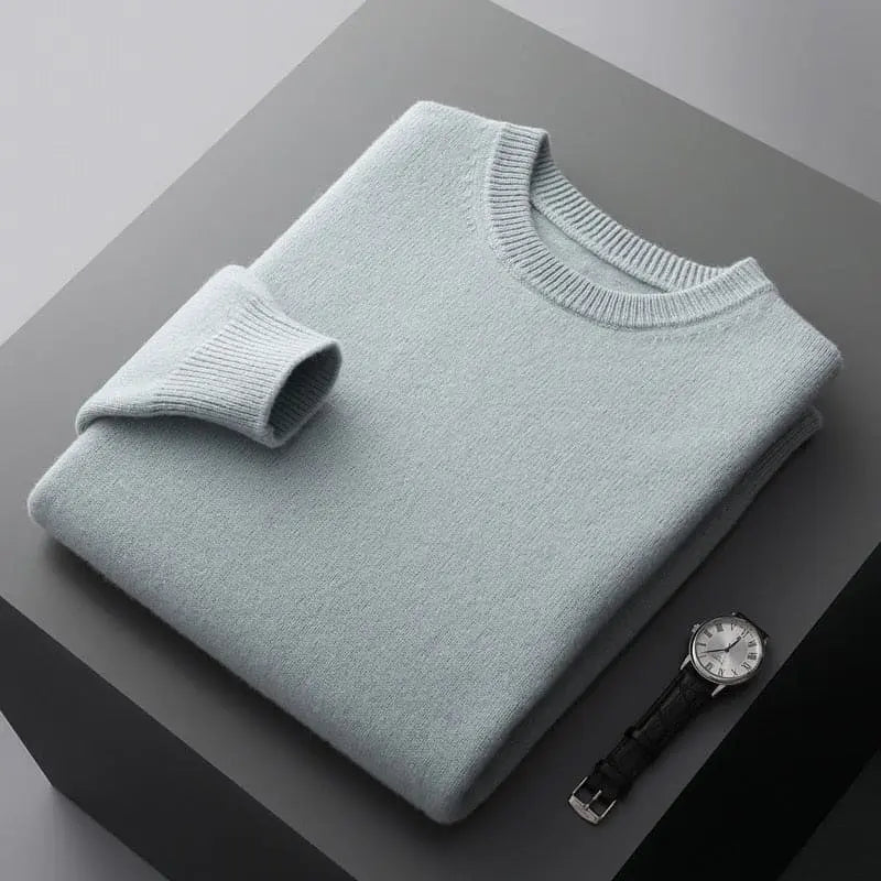 Luxurious Merino Wool Round Neck Sweater for Men-Liograft