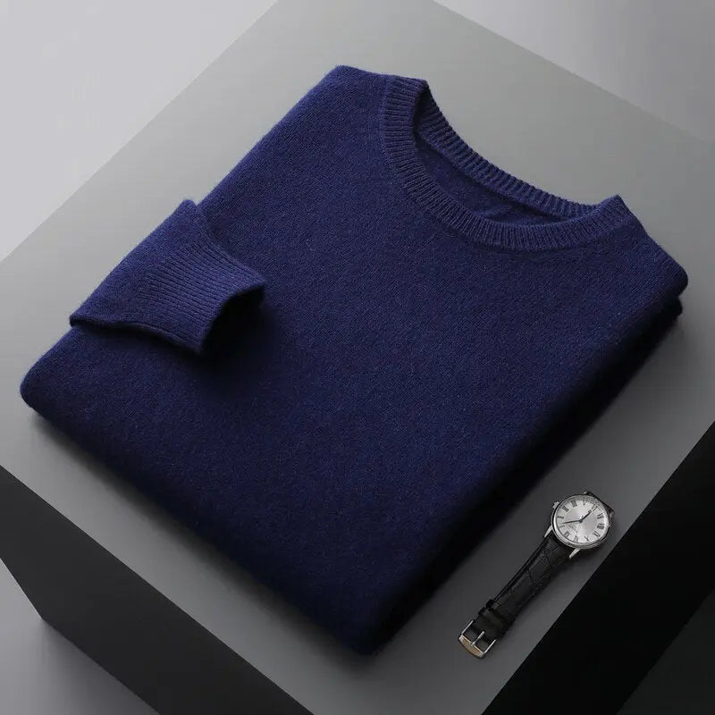 Luxurious Merino Wool Round Neck Sweater for Men-Liograft