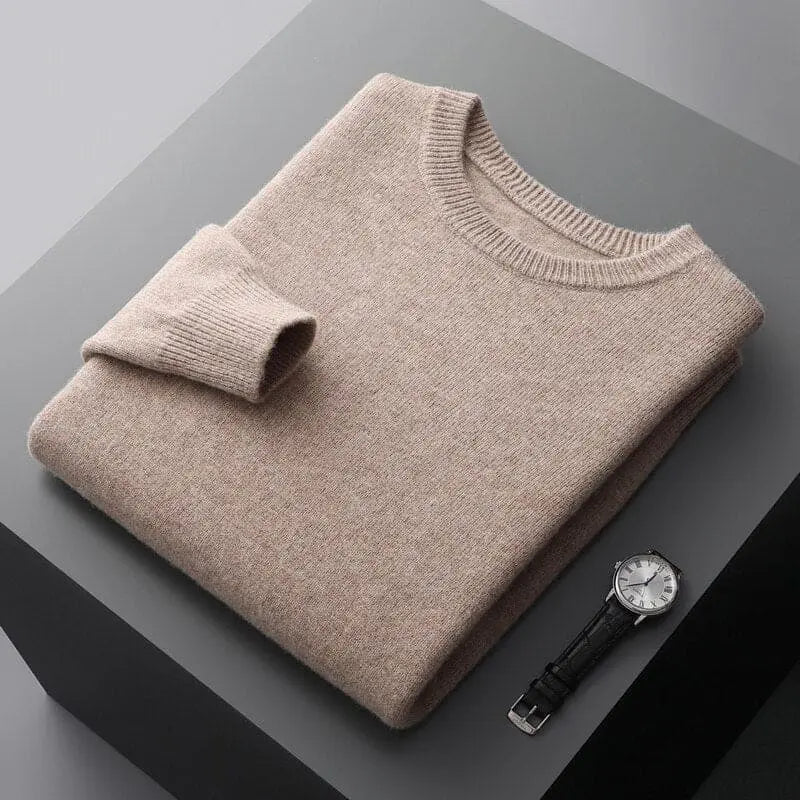 Luxurious Merino Wool Round Neck Sweater for Men-Liograft