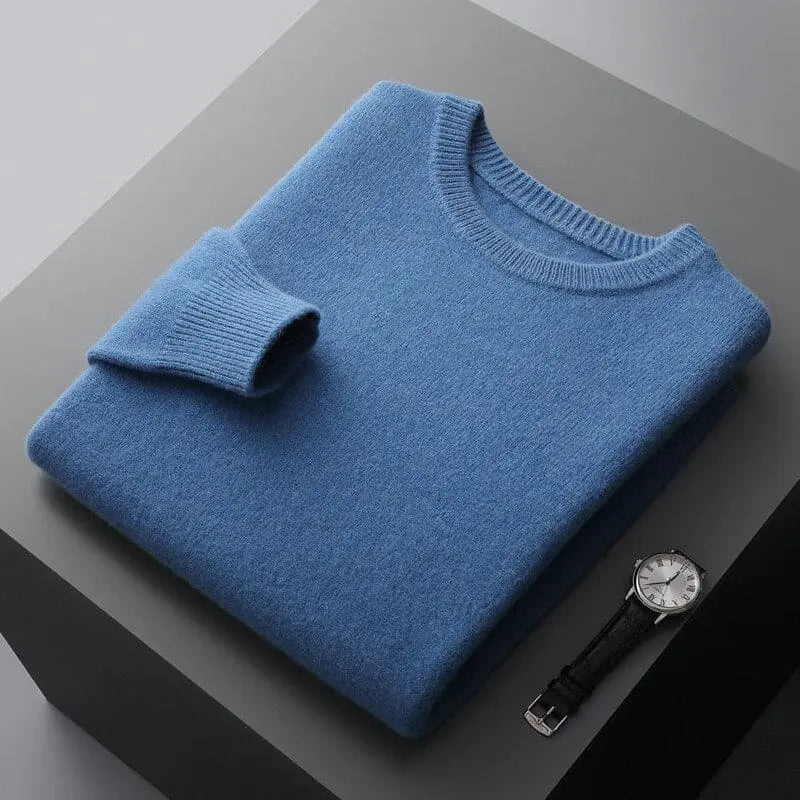 Luxurious Merino Wool Round Neck Sweater for Men-Liograft