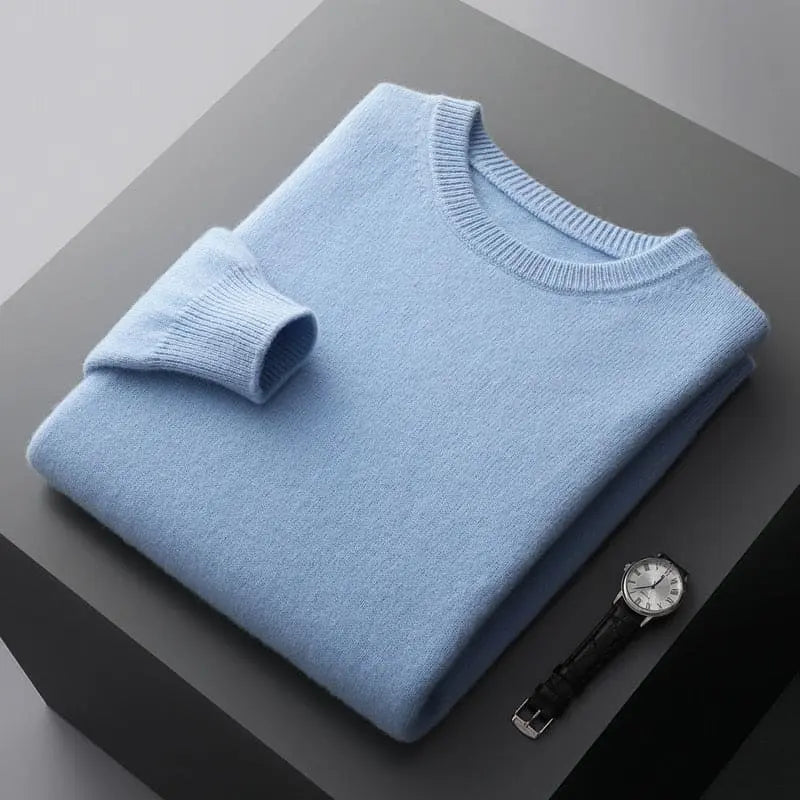 Luxurious Merino Wool Round Neck Sweater for Men-Liograft