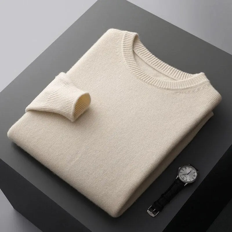 Luxurious Merino Wool Round Neck Sweater for Men-Liograft