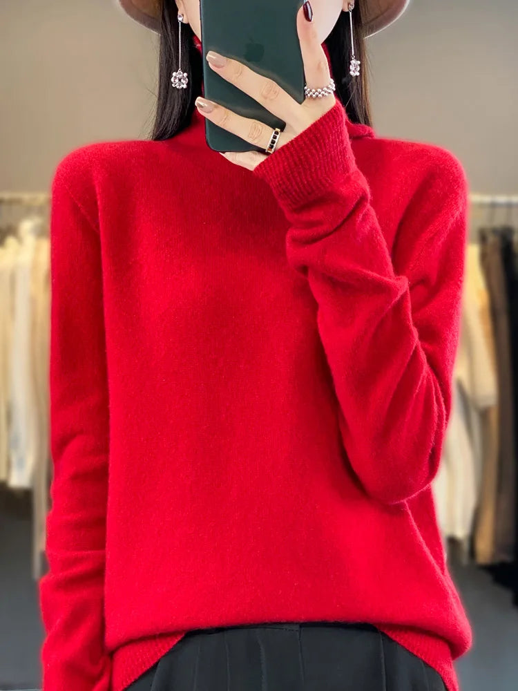 Luxurious Women's Merino Wool Turtleneck Pullovers-Liograft