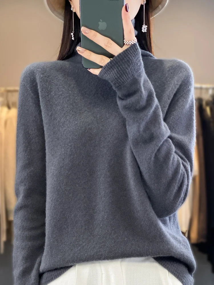 Luxurious Women's Merino Wool Turtleneck Pullovers-Liograft