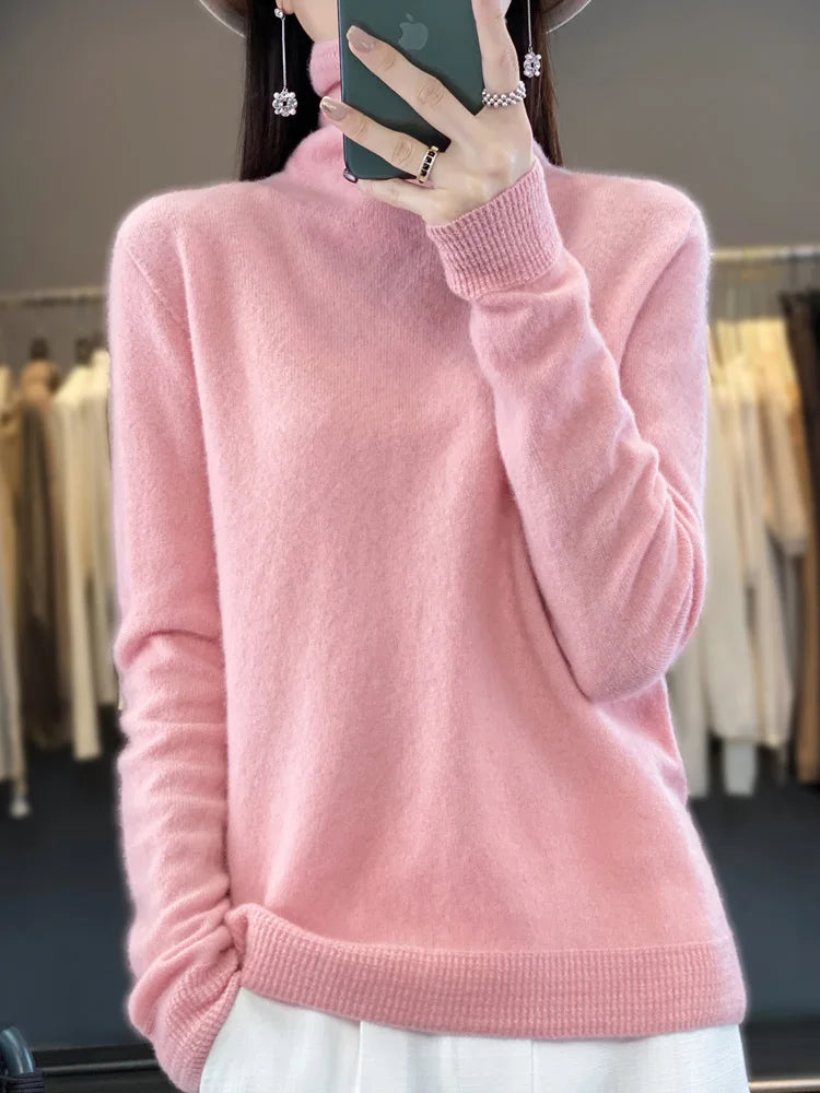 Luxurious Women's Merino Wool Turtleneck Pullovers-Liograft