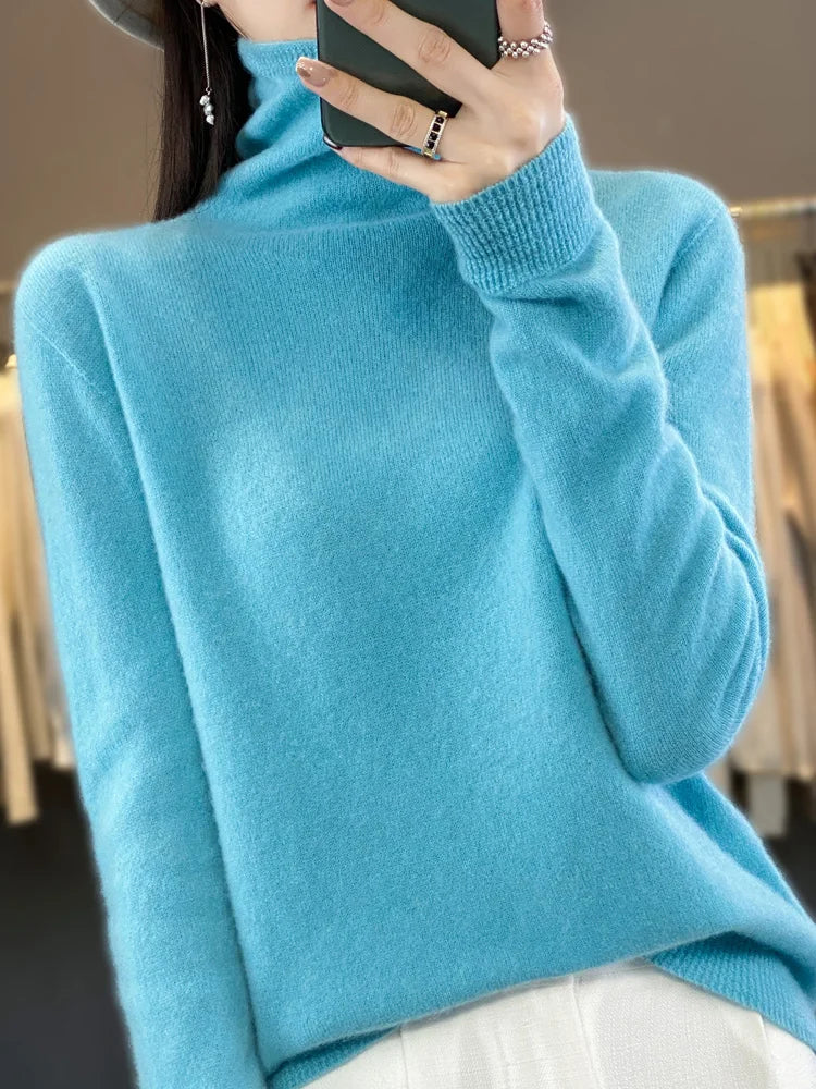 Luxurious Women's Merino Wool Turtleneck Pullovers-Liograft