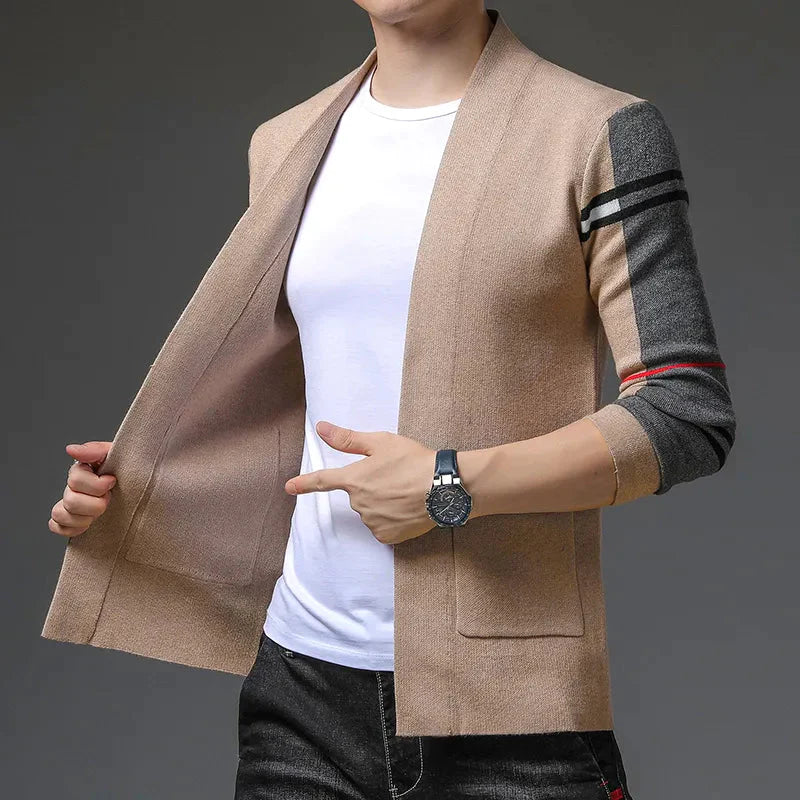 66.95Luxury Men's Geometric Pattern Knit Cardigan Sweater with V-Neck Collar - Premium  from Liograft - Just $66.95! Shop now at Liograft