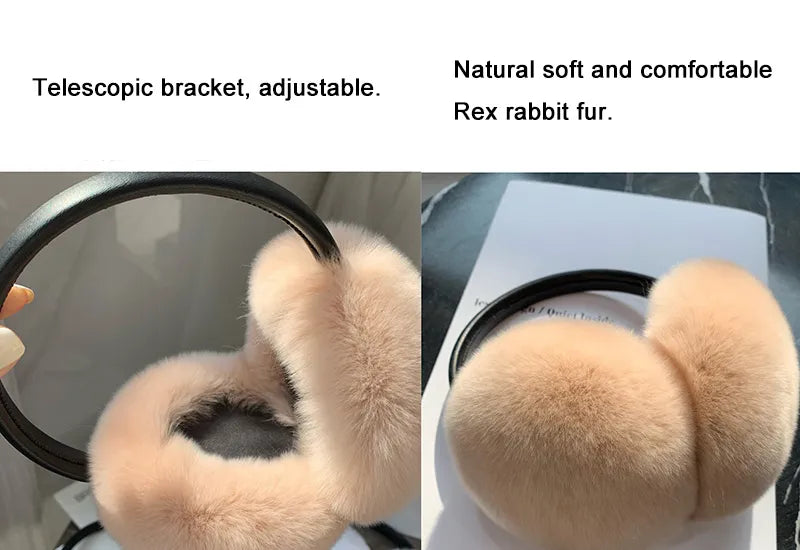 MPPM Natural 100% Rex Rabbit Fur Earmuffs Fashion Women Warm Russia Winter Real Fur Earmuffs Children Ear Cover fur Earlap Girl Liograft