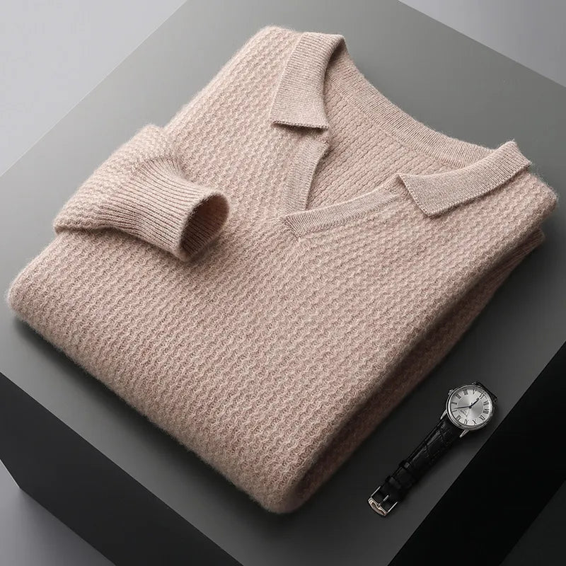 Men's 100% Merino Wool Cashmere Sweater with POLO Collar - Premium  from Liograft - Just $138.95! Shop now at Liograft