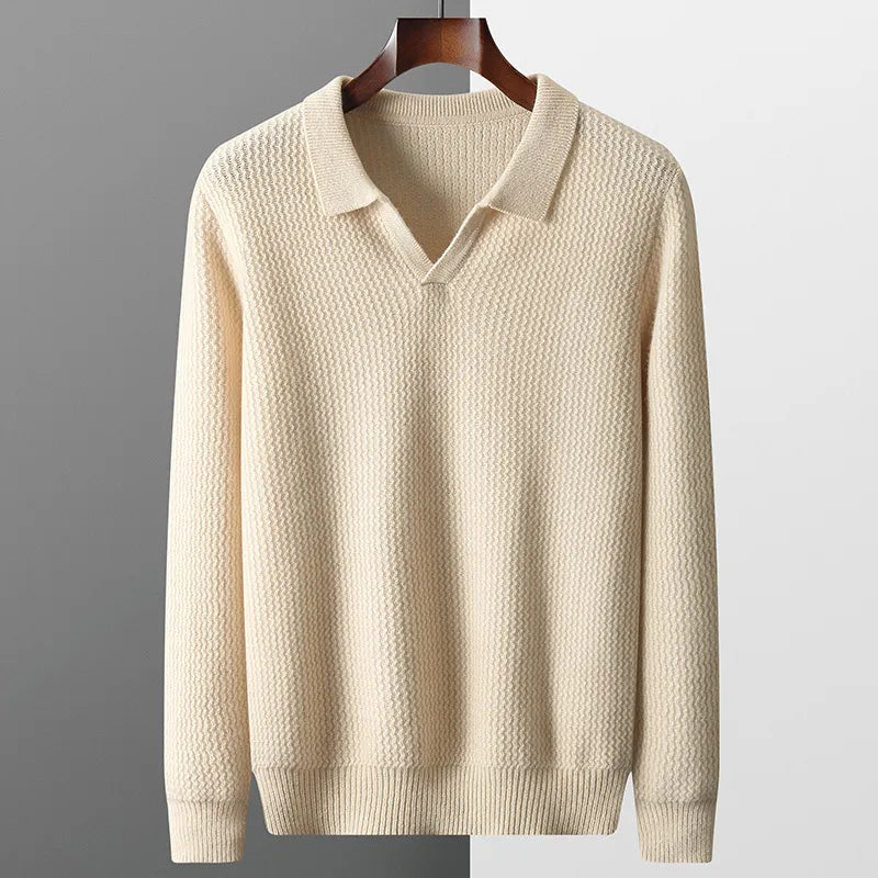 Men's 100% Merino Wool Cashmere Sweater with POLO Collar - Premium  from Liograft - Just $138.95! Shop now at Liograft