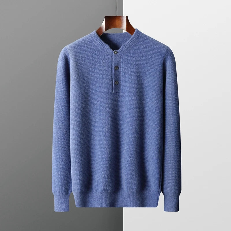 Men's 100% Merino Wool Standing Collar Pullover Sweater for Autumn/Winter 2023 - Premium  from Liograft - Just $118.95! Shop now at Liograft