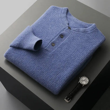 Men's 100% Merino Wool Pullover Sweater with Standing Collar for Autumn/Winter 2023-Liograft