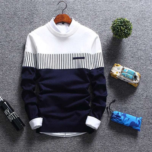 Men's 2023 Striped Wool Pullover Sweater for Autumn and Winter-Liograft