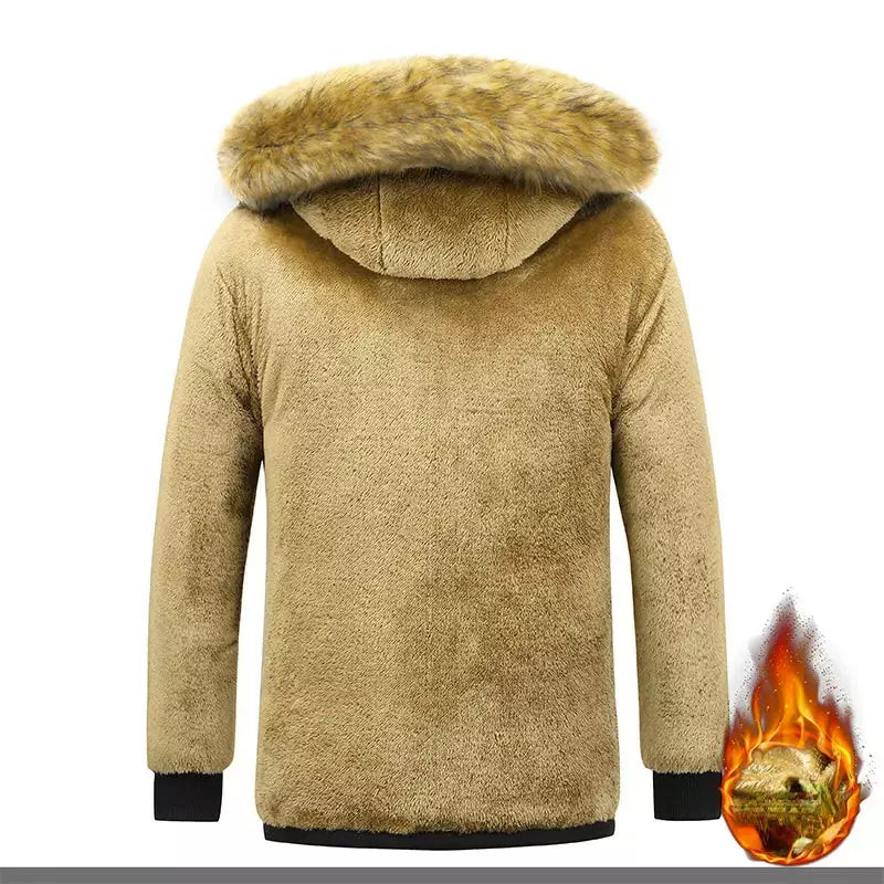 Men's 2023 Winter Hooded Parka with Faux Fur Collar and Fleece Lining - Premium  from Liograft - Just $91.95! Shop now at Liograft