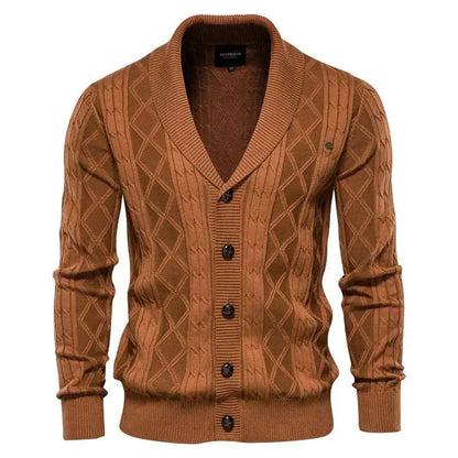 Men's Classic Cotton Argyle Winter Cardigan-Liograft