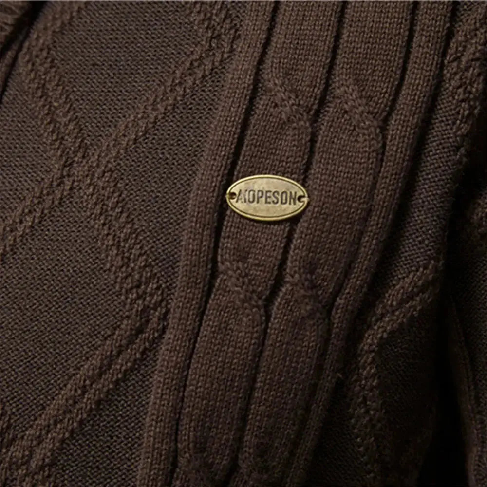 Men's Classic Cotton Argyle Winter Cardigan-Liograft
